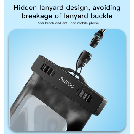 Sac étanche pour téléphone Yesido – WB10 – PVC transparent – écran tactile – noir — Accessoire · Smarty Paris 18e